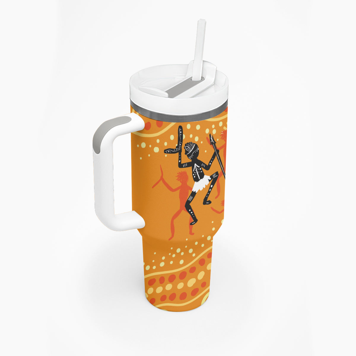 Aboriginal People Dancing Dot Styles Tumbler With Handle