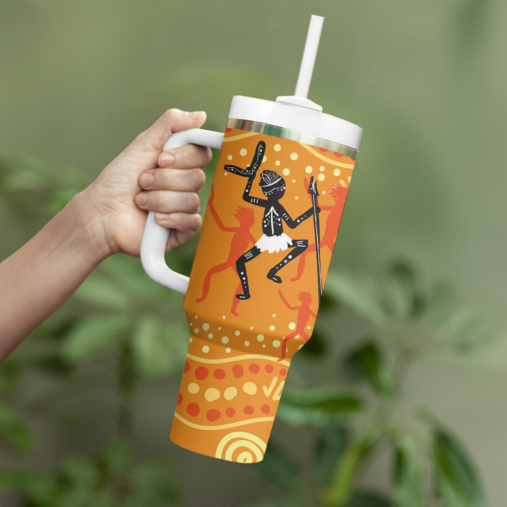 Aboriginal People Dancing Dot Styles Tumbler With Handle