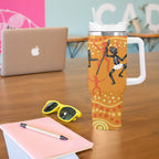 Aboriginal People Dancing Dot Styles Tumbler With Handle