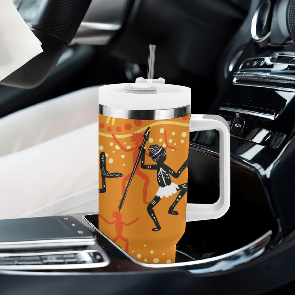 Aboriginal People Dancing Dot Styles Tumbler With Handle