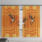 Aboriginal People Dancing Dot Styles Window Curtain