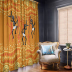 Aboriginal People Dancing Dot Styles Window Curtain