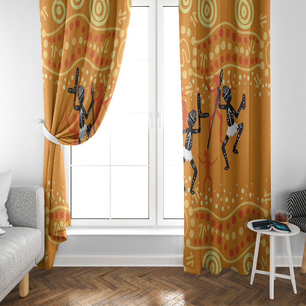 Aboriginal People Dancing Dot Styles Window Curtain