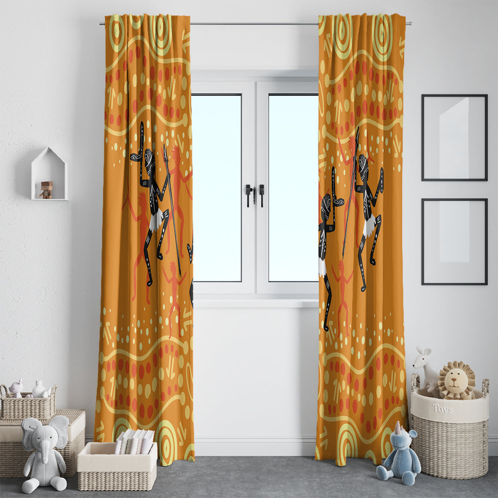 Aboriginal People Dancing Dot Styles Window Curtain