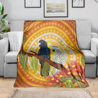 Black and White Cockatoo Birds Aboriginal Art Blanket