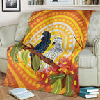 Black and White Cockatoo Birds Aboriginal Art Blanket