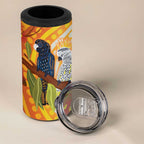 Black and White Cockatoo Birds Aboriginal Art 4 in 1 Can Cooler Tumbler
