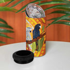 Black and White Cockatoo Birds Aboriginal Art 4 in 1 Can Cooler Tumbler
