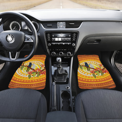 Black and White Cockatoo Birds Aboriginal Art Car Mats