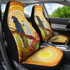 Black and White Cockatoo Birds Aboriginal Art Car Seat Cover