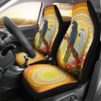 Black and White Cockatoo Birds Aboriginal Art Car Seat Cover