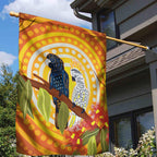 Black and White Cockatoo Birds Aboriginal Art Garden Flag