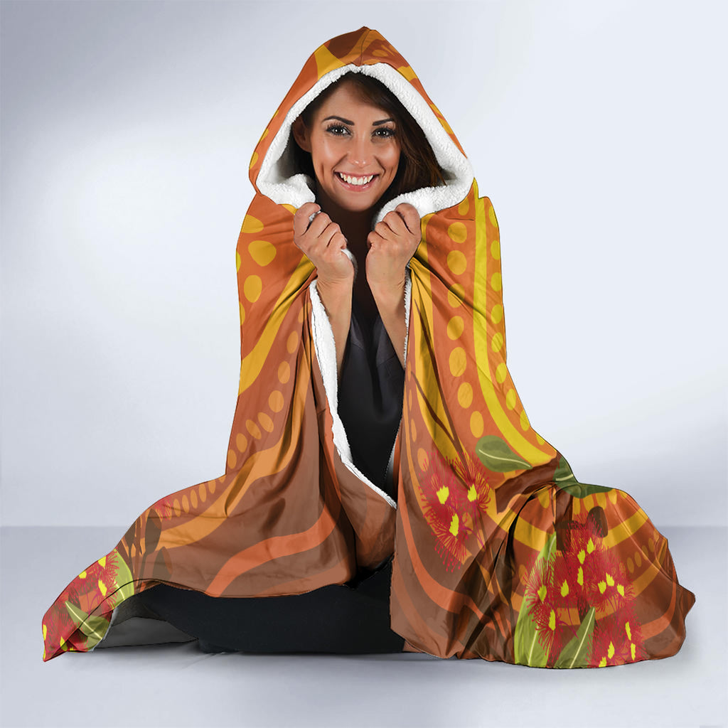 Black and White Cockatoo Birds Aboriginal Art Hooded Blanket