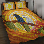 Black and White Cockatoo Birds Aboriginal Art Quilt Bed Set