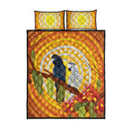 Black and White Cockatoo Birds Aboriginal Art Quilt Bed Set