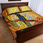 Black and White Cockatoo Birds Aboriginal Art Quilt Bed Set