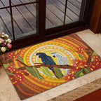 Black and White Cockatoo Birds Aboriginal Art Rubber Doormat