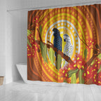 Black and White Cockatoo Birds Aboriginal Art Shower Curtain