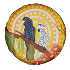 Black and White Cockatoo Birds Aboriginal Art Spare Tire Cover