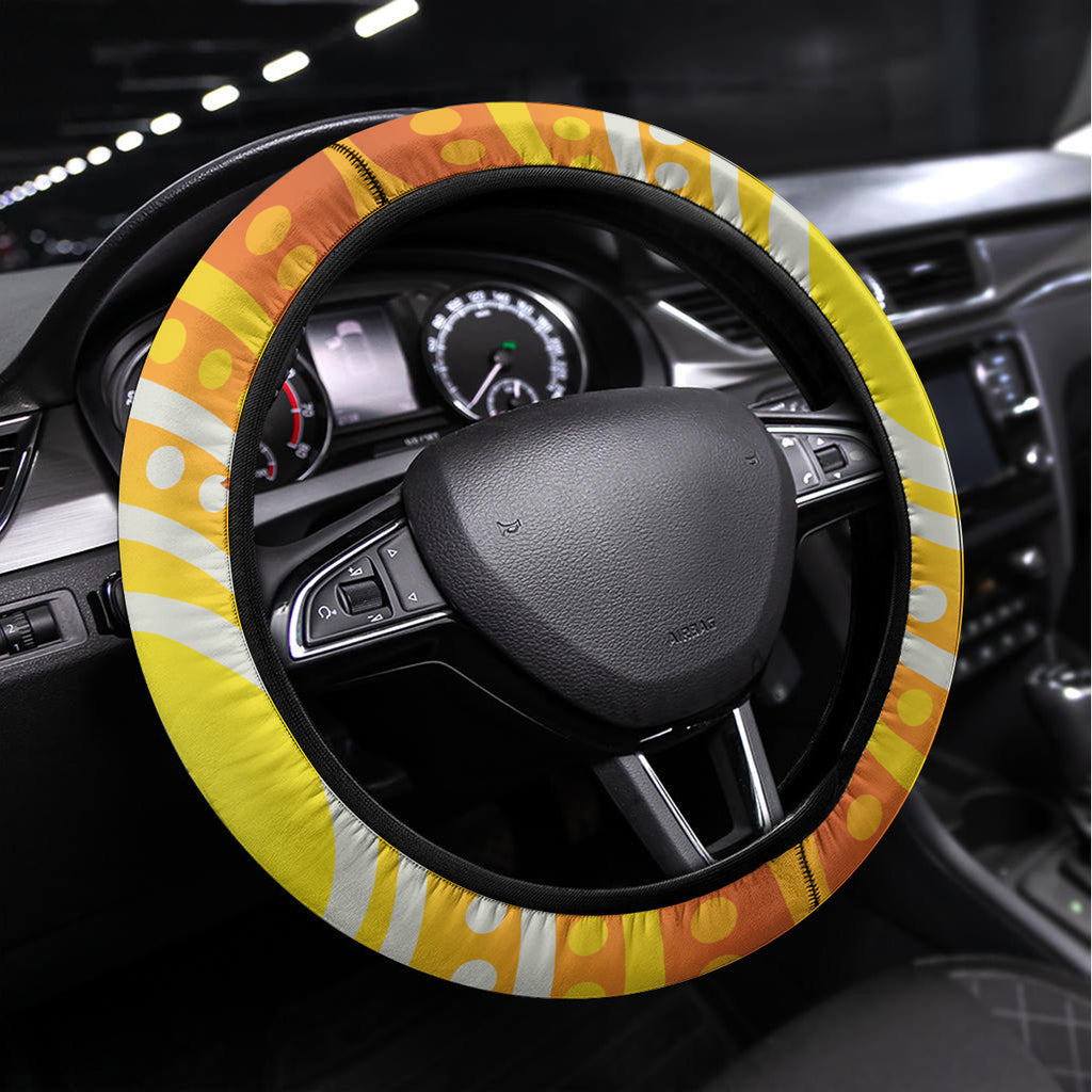 Black and White Cockatoo Birds Aboriginal Art Steering Wheel Cover