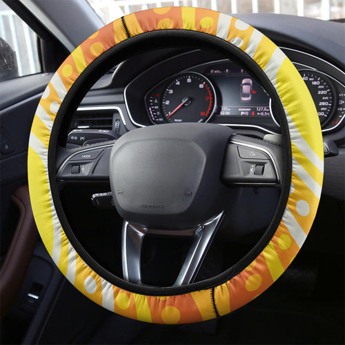 Black and White Cockatoo Birds Aboriginal Art Steering Wheel Cover