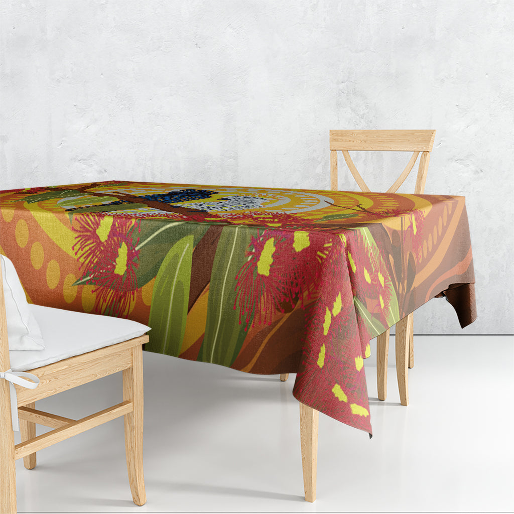 Black and White Cockatoo Birds Aboriginal Art Tablecloth