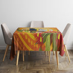 Black and White Cockatoo Birds Aboriginal Art Tablecloth