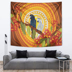 Black and White Cockatoo Birds Aboriginal Art Tapestry