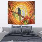 Black and White Cockatoo Birds Aboriginal Art Tapestry
