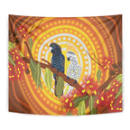 Black and White Cockatoo Birds Aboriginal Art Tapestry