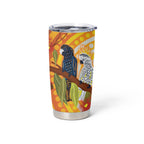 Black and White Cockatoo Birds Aboriginal Art Tumbler Cup