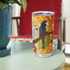 Black and White Cockatoo Birds Aboriginal Art Tumbler Cup