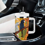 Black and White Cockatoo Birds Aboriginal Art Tumbler With Handle