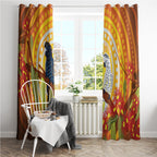 Black and White Cockatoo Birds Aboriginal Art Window Curtain