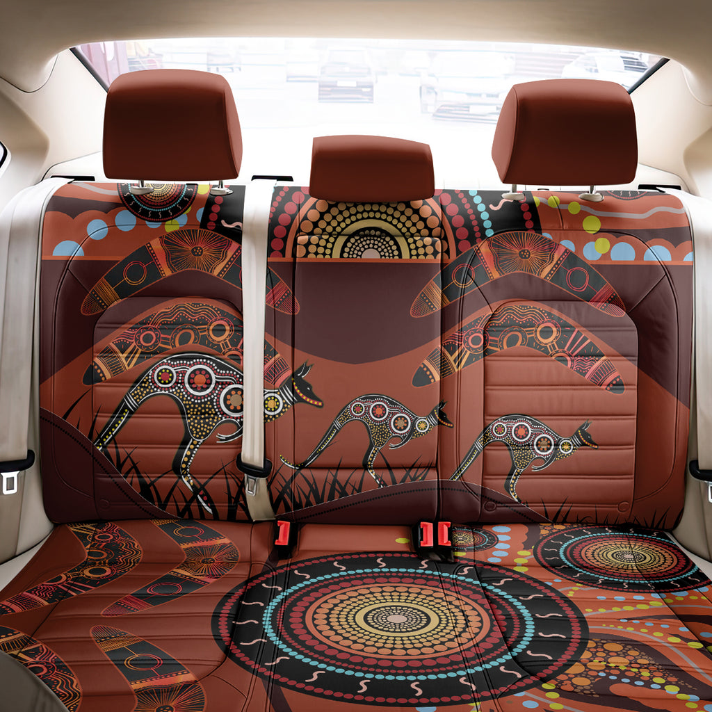 Bomerang and Kangaroo Aboriginal Art Back Car Seat Cover