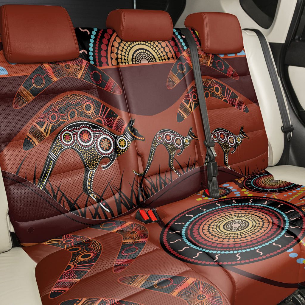 Bomerang and Kangaroo Aboriginal Art Back Car Seat Cover