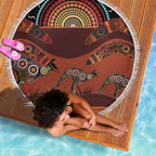 Bomerang and Kangaroo Aboriginal Art Beach Blanket