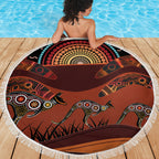 Bomerang and Kangaroo Aboriginal Art Beach Blanket