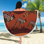 Bomerang and Kangaroo Aboriginal Art Beach Blanket