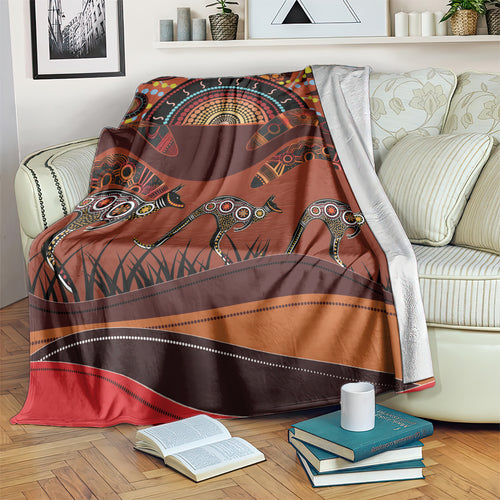Bomerang and Kangaroo Aboriginal Art Blanket
