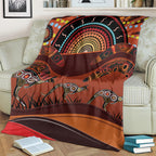 Bomerang and Kangaroo Aboriginal Art Blanket