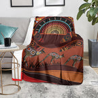Bomerang and Kangaroo Aboriginal Art Blanket