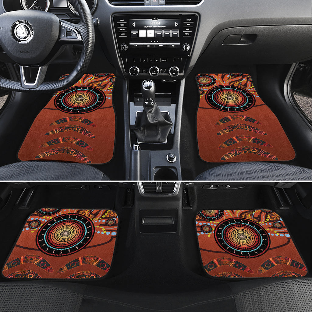 Bomerang and Kangaroo Aboriginal Art Car Mats