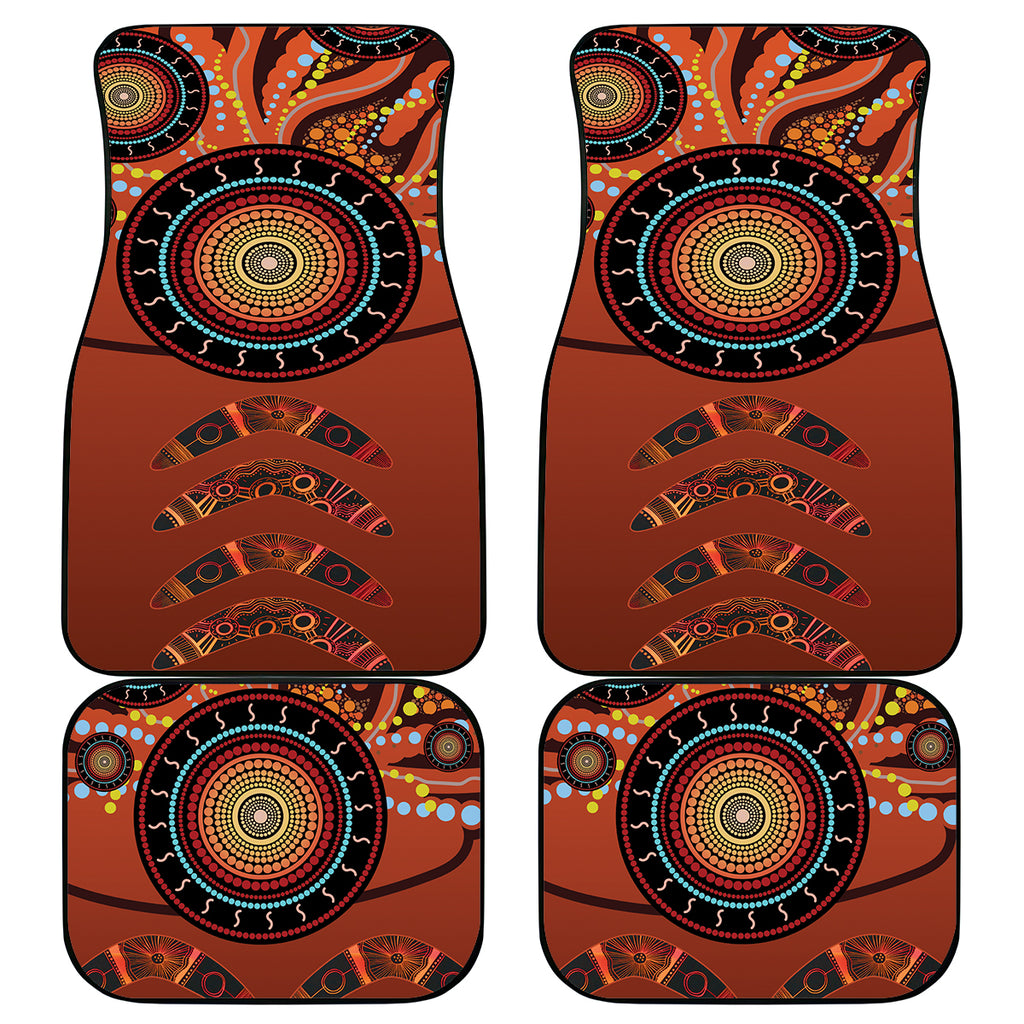 Bomerang and Kangaroo Aboriginal Art Car Mats
