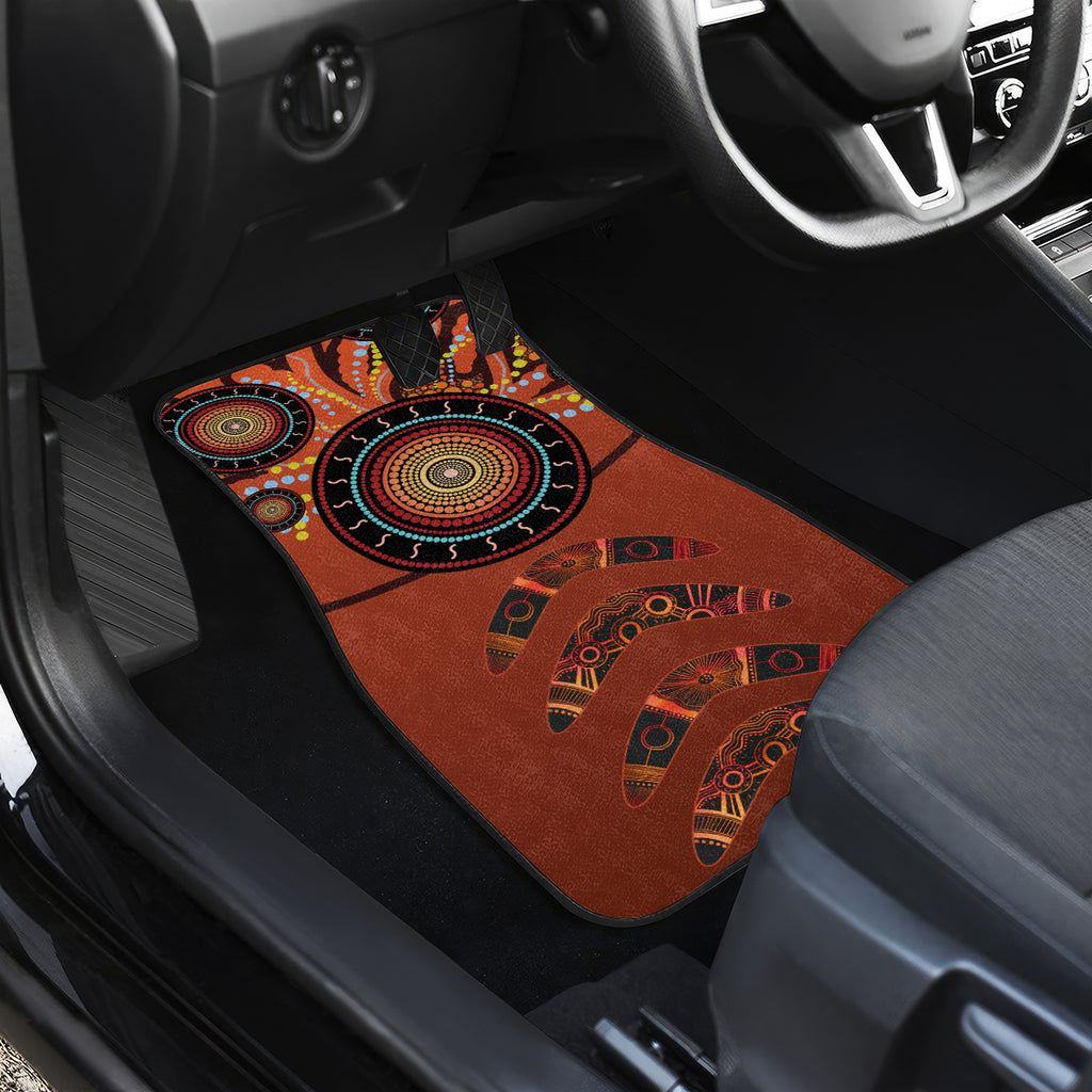 Bomerang and Kangaroo Aboriginal Art Car Mats