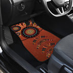 Bomerang and Kangaroo Aboriginal Art Car Mats