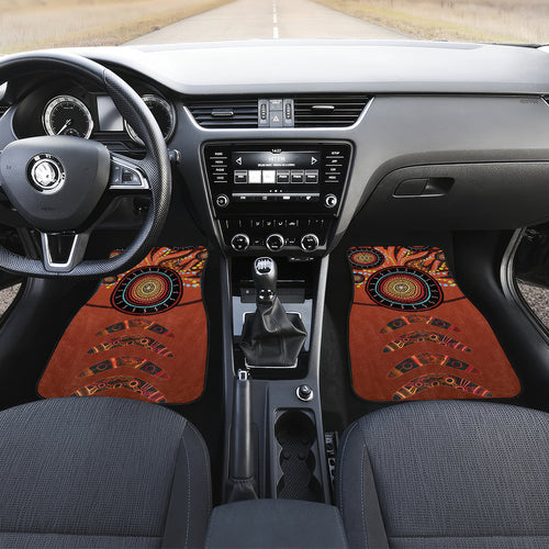 Bomerang and Kangaroo Aboriginal Art Car Mats