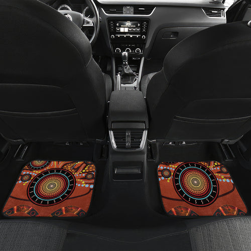 Bomerang and Kangaroo Aboriginal Art Car Mats