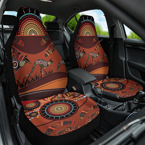 Bomerang and Kangaroo Aboriginal Art Car Seat Cover