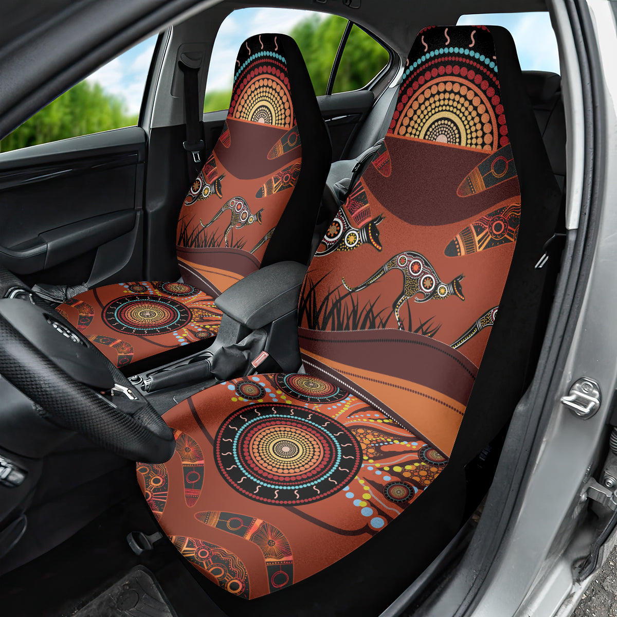 Bomerang and Kangaroo Aboriginal Art Car Seat Cover